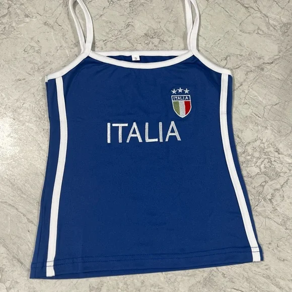 Italia Tank Tops Women Top Baby Brazil Crop T Shirts Graphic Tees Vintage 90s - Picture 5 of 6